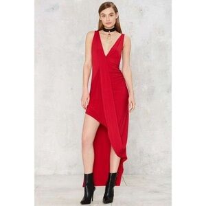 Nasty Gal Red Asymmetric Long Dress Size M
